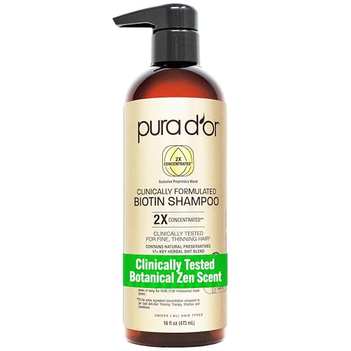 Image of PURA D'OR Clinically Formulated Biotin Shampoo - Daily Hair Care Routine For Thinning Hair - 2X Concentrated 17+ Key Herbal Blend Hair Thickening Products For Women & Men, Botanical Zen Scent 16 Fl Oz