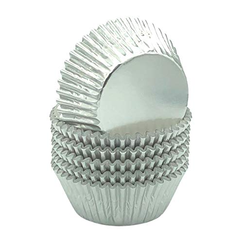 Huaswan Elegant Silver Foil Cupcake Liners Standard Baking Cups for Wedding, Party and More, 120-Count