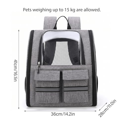 Sac à dos pour chat ventilé gris avec chariot amovible pliable