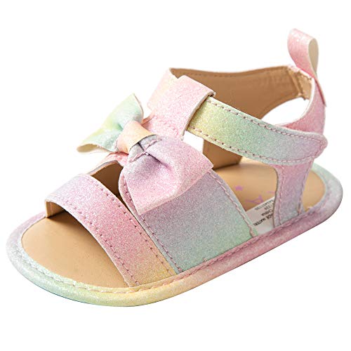 Csfry Infant Baby Girls PU Leather With Color Bow Sandals US5