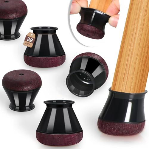 Image of 2023 New Leg Floor Protector Chair Sliders Rubber Protectors for Hardwood Floors Felt Furniture Pads Silicone Caps 32Pack Black Medium (Fit:0.81 inch-1.2 inch) | Chair Leg Protectors for Hardwood Floors Anti-Scratch Reduce Noise 32 Pack Black Round Medium Fit 3 /4 inch to 1-3 /16 inch (19-30mm)