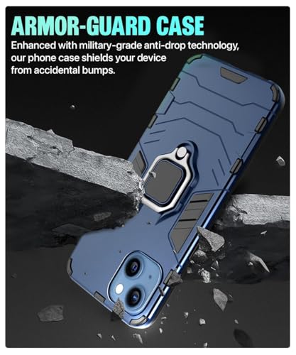 Image of AIBEX Armor Back Cover Compatible for Apple iPhone 13| Rugged Shockproof Case with Ring Holder & Kickstand | Military-Grade Protection | Magnetic Car Mount Compatible
