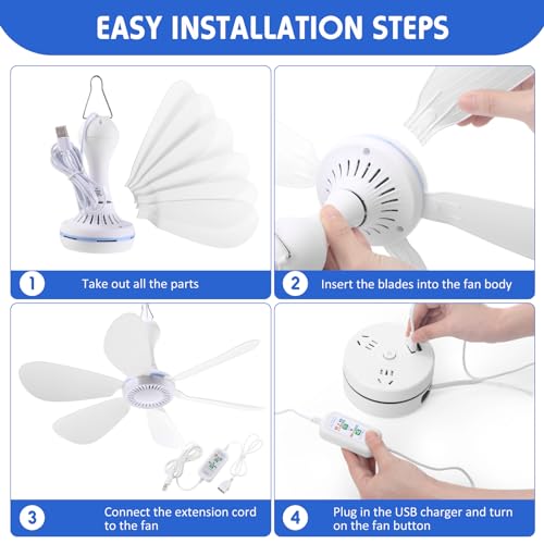 Ventilateur de plafond portable USB Glooglitter avec télécommande lot de 2 - 7