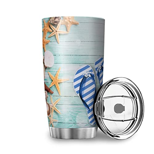 Taza térmica de acero inoxidable con diseño de estrella de mar de 20 onzas, de doble pared, aislada al vacío, taza de…
