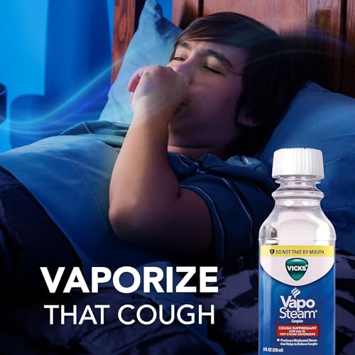 Image of Vicks Warm Steam Vaporizer Bundle with 8 Oz VapoSteam Liquid Cough Suppressant, Helps Relieve Coughing, for Use in Vicks Vaporizers and Humidifiers