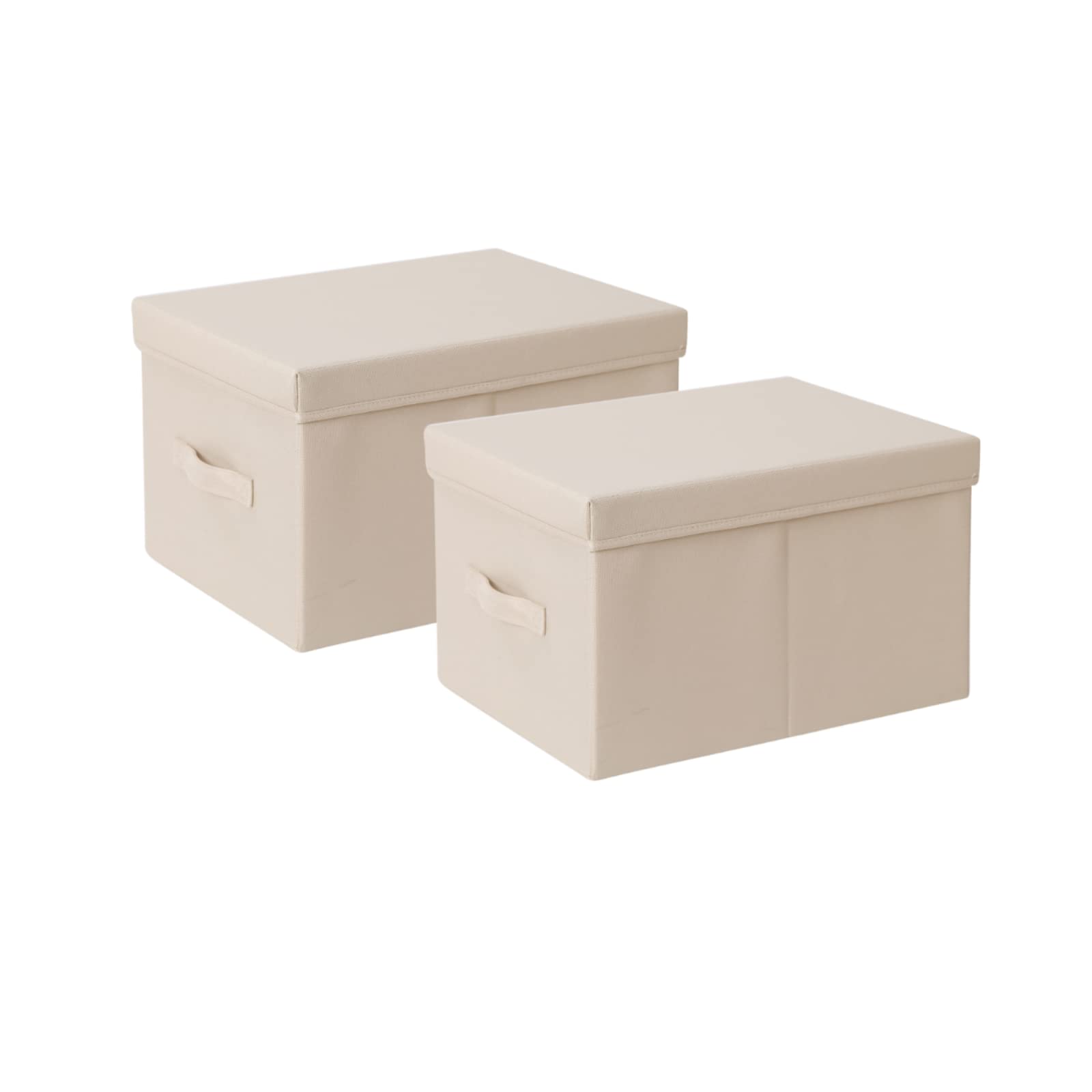 CANFOD Collapsible Storage Bins with Lids 3 Pack, Storage Box Bins, Organizer Bins, Storage Bins for Clothes (S(13.7x11.0x7.1) for 8-10 T-shirts, Beige)