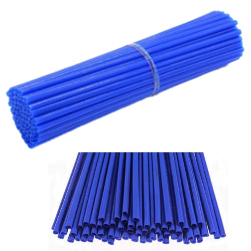 QYIQis Peaux de Rayons, 72 Pièces Peau Rayon Roue Couvre Rayon, Protecteur D'enveloppes Roues Moto, Couvre-Jantes Motocross, Kit Couvertures Rayons Bleu, Medium