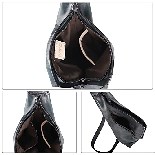 Ivtg Genuine Leather Sling Bag For Men Crossbody Casual Hiking Daypack Vintage Handmade Chest Shoulder Backpack Motorcycle Bag (Grey) #TOP5