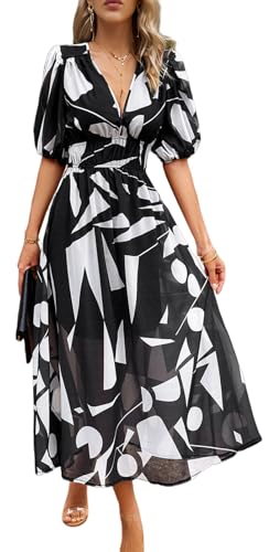 Image of Sister Amy Women's Boho Floral Print Square Neck Beach Party Flowy Ruffle Midi Dress