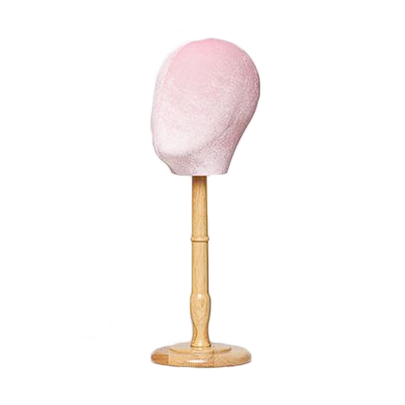 WxuuLTGJR Store Jewelry Display Stand with Wooden Base Jewelry Easel Holder Hat Tower Organizer Fabric Mannequin Head for Wig and Scarf(Rose,53 * 54cm)