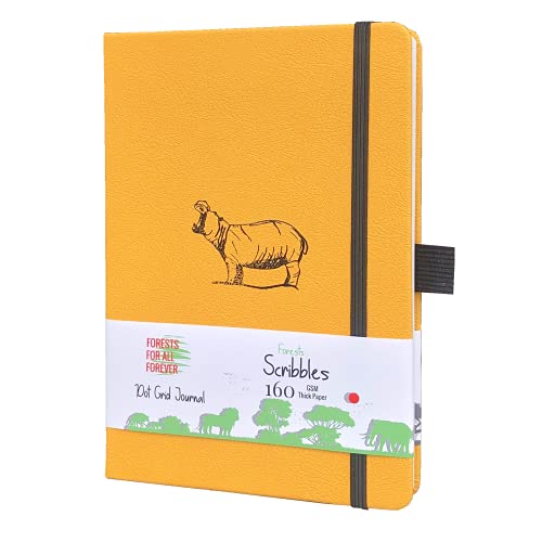 BUKE Dotted Notebook Dot Gird Journal 160 Numbered Pages, Size 5.7X8.2 Inch, 160 GSM Ultra Thick Bamboo Paper, No Bleed, Drawing Sketchbook for Ideas (YELLOW)