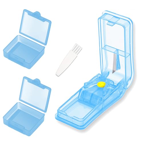 IZyufan Pill Cutter with Pill Box (Blue)