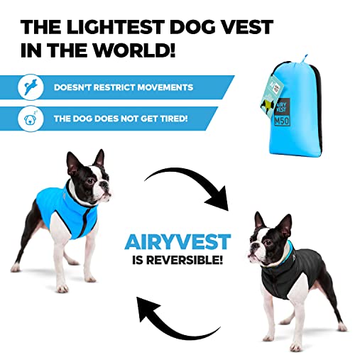 Airyvest Lightweight Reversible Winter Dog Coat - Warm Dog Jacket - Water Resistant Windproof - Insulated Dog Jacket For Small, Medium & Large Dogs - Comfortable Dog Puffer Vest - S 35- Black Blue #TOP3