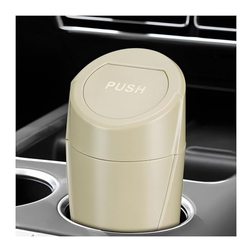 YTFRL Car Trash Can with Lid, Leakproof, Portable, Beige