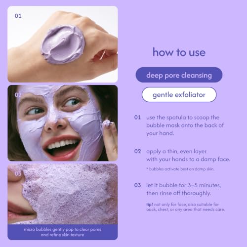 Image of Purple Rice PDRN Bubble Mask | Pore Clarifying Cleanse| Gentle Exfoliation | Clogged Pores & Rough Texture | Vegan Korean Skincare | AHA + BHA + PHA + LHA | 1.69 oz (50 g)
