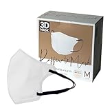 Rafinato 6mm耳ゴム 弓型 【通常】バイカラー 不織布マスク 3D 立体3層 不織布 カラーマスク 30枚入 箱入 (ホワイト/ネイビー, Mサイズ)