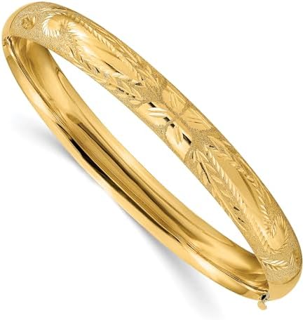 IceCarats 14K Solid Yellow Gold 7.90mm Hinged Bangle Bracelet