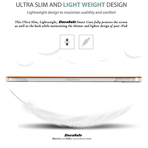 Image of DuraSafe Cases for iPad Pro 12.9 5th 4th [ PRO 12.9 inch 5 4 ] A2378 A2461 A2379 A2462 A2229 A2069 A2232 A2233 Trifold Hard Smart Auto Sleep /Wake PC Translucent Back Cover - Orange