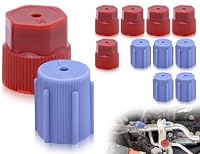 Emezddo 10 Stück Auto Klimaanlage Kappen,Hoch-/Niedrig-Anschluss Ladeanschlusskappen,A/c Reparatur Kältemittel Umrüstadapter,Autokältemittel Ladeanschluss Abdeckung,AC-Armaturen Nachrüstung-Adapter