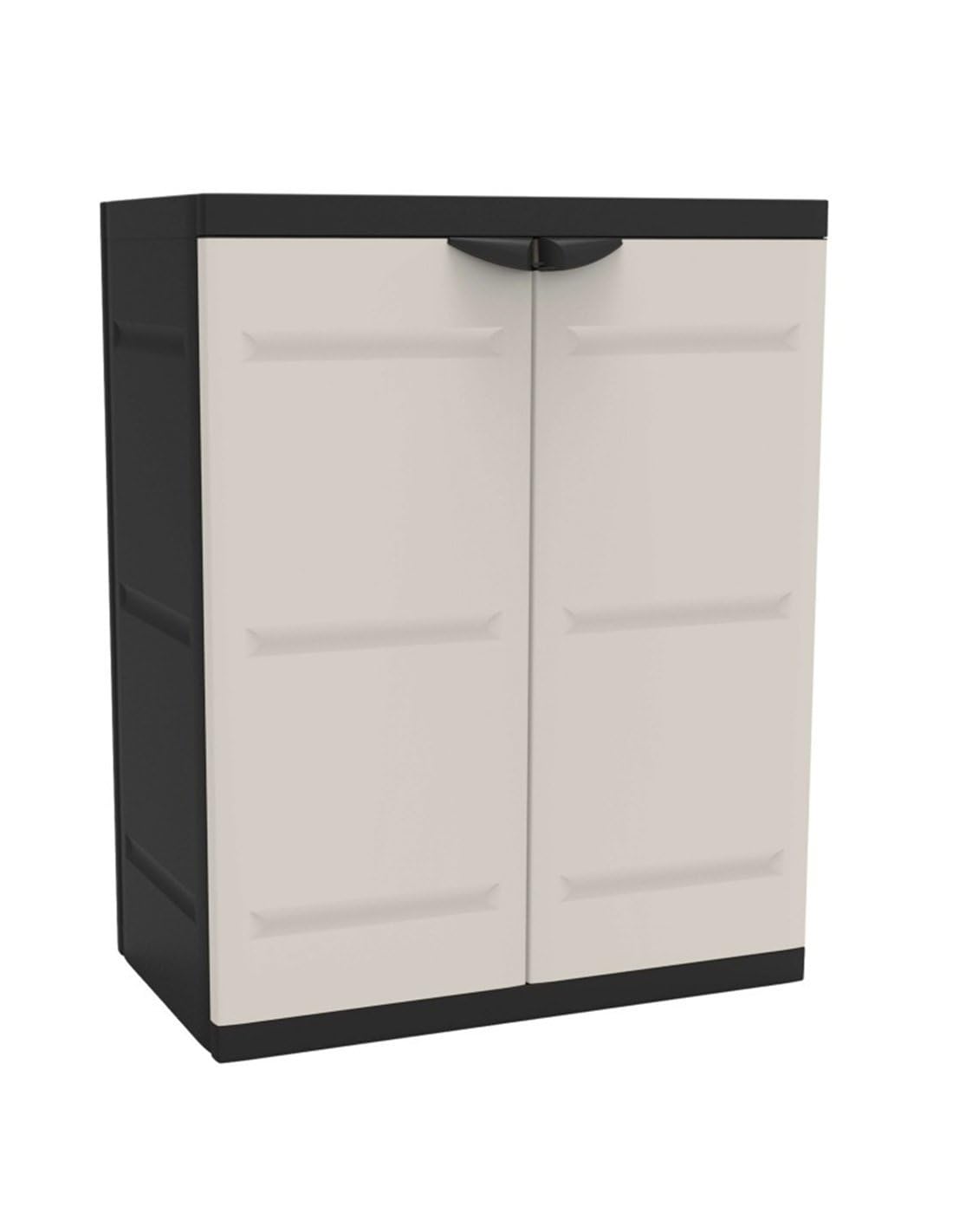 Jardin202 - Armario Medio de Resina | 2 Estantes Regulables | Almacenaje Bajo Terraza | Titanium Beige o Negro | 70x44x88 cm | (Negro)