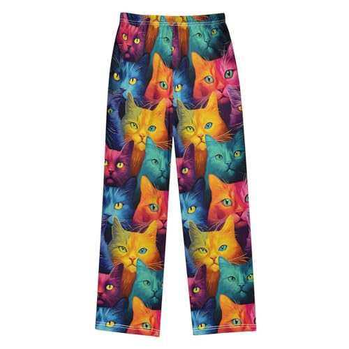 ALAZA Colorful Cat Animal Kitten Pajama Lounge Pants Long Sleep Pajama Bottoms with Pockets2