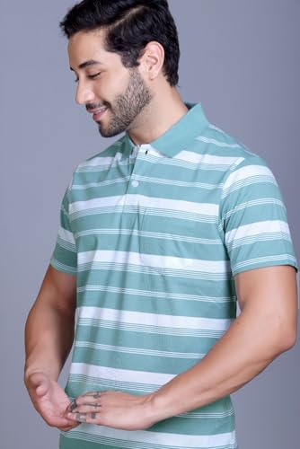 Image of SANE ORIGINALS Half Sleeve Polo T-Shirt for Men with Pocket || Stripe Collar and Pocket T-Shirt for Men Half Sleeves
