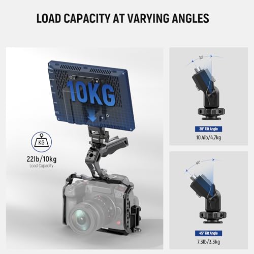 Image of NEEWER CA007+MA006 Top Handle & Monitor Mount Set, Black, Compatible with 5 inch & 7 inch Field Monitor, Camera Cage & Gimbal, 3 /8 inch ARRI Locating + Cold Shoe, 22lb Load Capacity