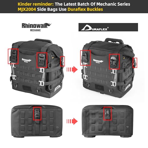 Rhinowalk Motorcycle Saddle bag Waterproof Luggage Bag 35L Quick Release with MOLLE System Fits Most Adventure and Sports Bike Motorcycle Racks (Black, 1 Pack)