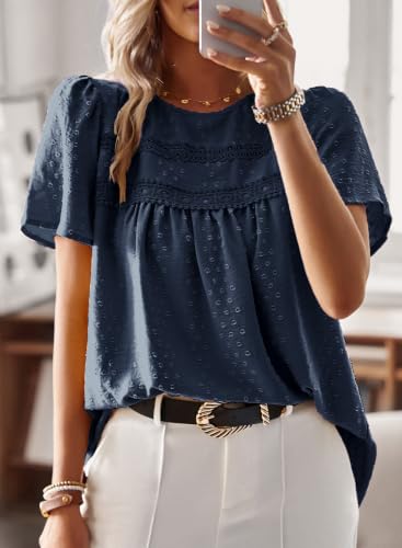 Image of Falechay Womens Summer Tops Flowy Boho Shirts Dressy Casual Short Sleeve