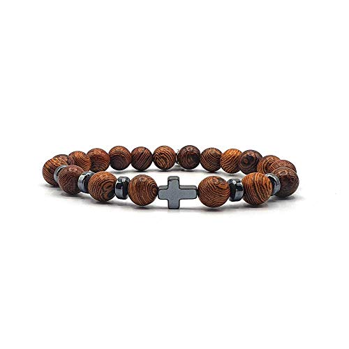 KARDINAL WEIST Kruzifix - Kreuz Holzperlen Armband, Schmuck für Damen und Herren, GLAUBE LIEBE HOFFNUNG - №3 (L+, Vicato)