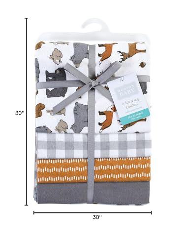 Image of Hudson Baby Unisex Baby Cotton Flannel Receiving Blankets, Rustic Woodland, One Size