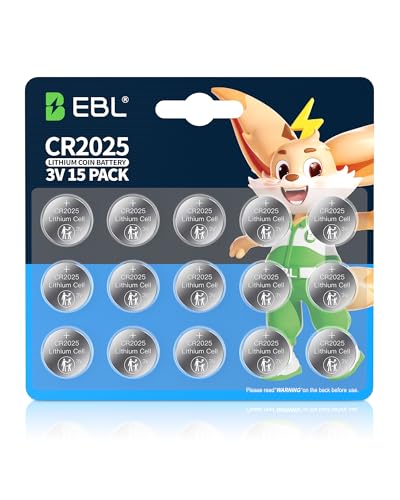EBL CR2025 Battery - CR2025 3V Lithium Battery (15-Pack), Ch