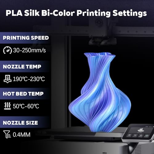Image of Silk Dual Color Sky Blue Purple PLA 1.75mm 1kg Shiny 3D Print Filament FDM | Silk finish Bi color Sky Blue Purple Coextrusion Shiny Smooth transition Neatly wound 1kg spool 2.2lbs for Bambu Snapmaker