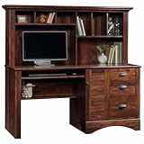 Pemberly Row Computer Desk and Hutch with CPU Storage and Keyboard Drawer, Curado Cherry