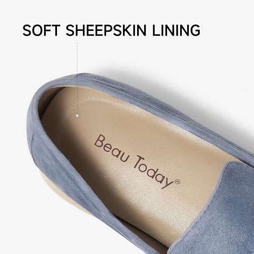 Image of BEAU TODAY Women's Suede Loafer Flats，Slip On Penny Loafers Work Shoes