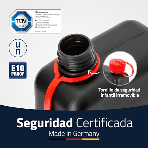 Miniatura 3 de Hünersdorff Bidón De Combustible Estándar, 2 L, Bidón De Repuesto Para Coches Pequeños E Híbridos, Hd-Pe, Fabricado En Alemania, Producción Certificada Por Tüv, Color Negro