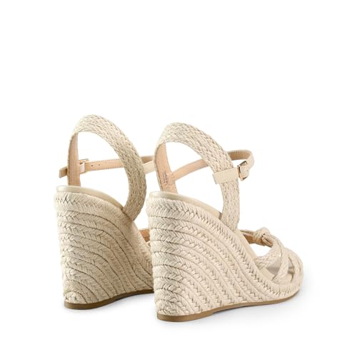 DREAM PAIRS DREAM PAIRS Wedge Sandals for Women Dressy Summer, Platform Espadrille Strappy Casual Braided Heels Comfortable with Open Toe and Ankle Strap,Size 7,Beige-Raffia,SDPW2403W
