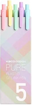 NINGSA Pure Retractable Gel Ink Pens Macarons Colored ink 0.5mm Extra Fine Point 5-Pack
