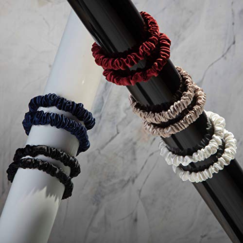 Preisvergleich Produktbild 2er-Set Haargummis, 100% Seide - 22 Momme, Kleine Scrunchies, OEKO-TEX, Beige