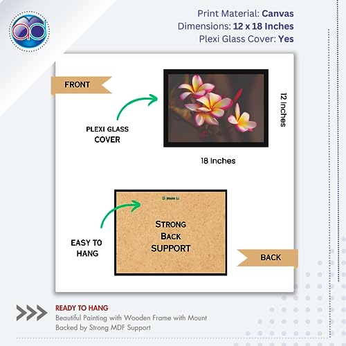 Image of Mad Masters Flower Nature Beauty Painting Aesthetic Hanging Photo Frame Decorative Item Home Decoration and Wall Decor for Living Room and Bedroom (MM 2835, 12x18 Inch, Canvas, With Plexi Glass)