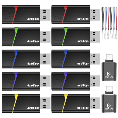 AreTop Memoria USB 3.0, 16 GB, 10 unidades, alta velocidad, velocidad de lectura de hasta 100 MB/s, con 1 adaptador USB-C, compatible con PC, portátil, coche y consola de juegos