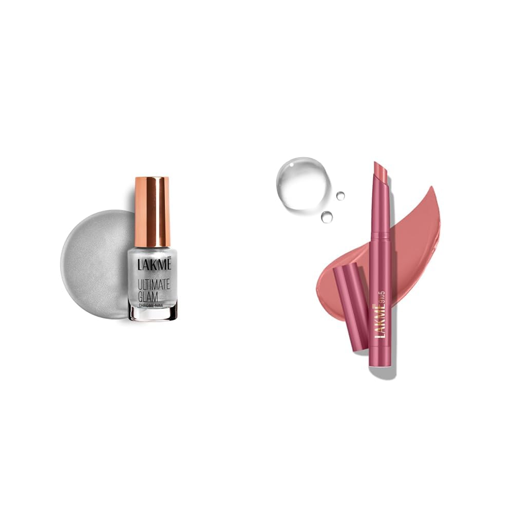 LAKME Ultimate Glam Chrome Nail Paint, Silver 6ml Lakme 9 to 5 Forever Matte Lip Crayon, Work Nude 1.1g-image-45