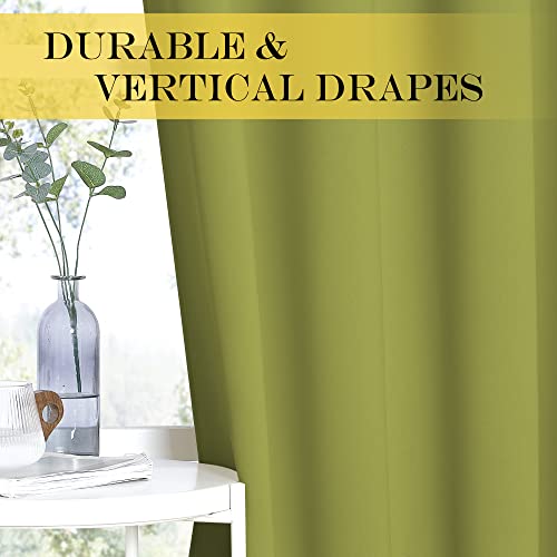 NICETOWN Patio Blackout Curtain Panels - Extra Wide Sliding Door Thermal Insulated Drape, Privacy Room Divider Curtain for Bedroom Office (Fresh Green, 66 x 118 Inch Long)