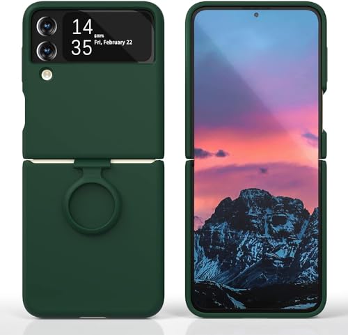 Image of MIDOS Back Cover Compatible with Samsung Z Flip 4 Silicone Case Full Protection Shock Proof Case for Samsung Galaxy Z Flip 4 (Dark Green)