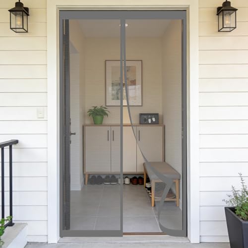 Moustiquaire porte anti-moustique 155x170 rideau aimanté sans percer gris