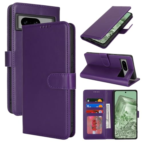 SunYoo for Google Pixel 8 Case Wallet with Card Holder Pixel 8 Wallet Case for Men Women PU Leather Shockproof Magnetic Buckle Stand Flip Phone Case Cover-Purple