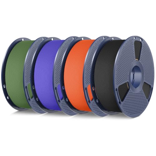 Image of SUNLU 4KG 3D Printer Filament Bundle PLA Matte 1.75mm, Neatly Wound Filament with Matte Finish, Print with 99% FDM 3D Printers, 1kg Spool (2.2lbs), 4 Packs, Black+Orange+Purple+Olive Green