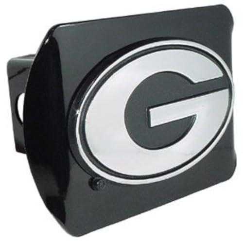 Elektroplate C210GB1 University of Georgia Bulldogs Black with Chrome G Emblem NCAA College Sports Metal Trailer Hitch, 2