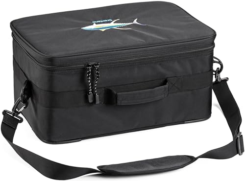 BRENTANO OUTDOOR FISHING REEL CASE BAG WATER RESISTANT WITH HARD STRUCTURE FRAME (Black, Large) - Thumbnail 3