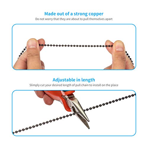 Ceiling Fan Pull Chain , Including 4Pcs Beaded Ball Fan Pull Chain Pendant, Extra 8Pcs Pull Loop Connectors, 2Pcs 36 Inches Fan Pull Chain Extension. (Oil Rubbed Bronze) #TOP3